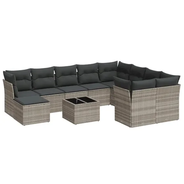Zestaw mebli ogrodowych jasnoszary rattan PE, wymiary 62x62x69 cm, 55x62x69