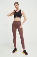 Legginsy - New Balance legginsy treningowe Sleek kolor brązowy gładkie - miniaturka - grafika 1
