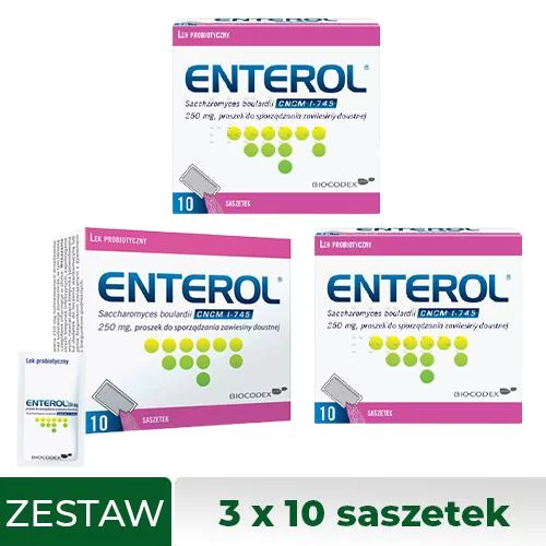Zestaw ENTEROL - 250 mg, 3 x 10 saszetek