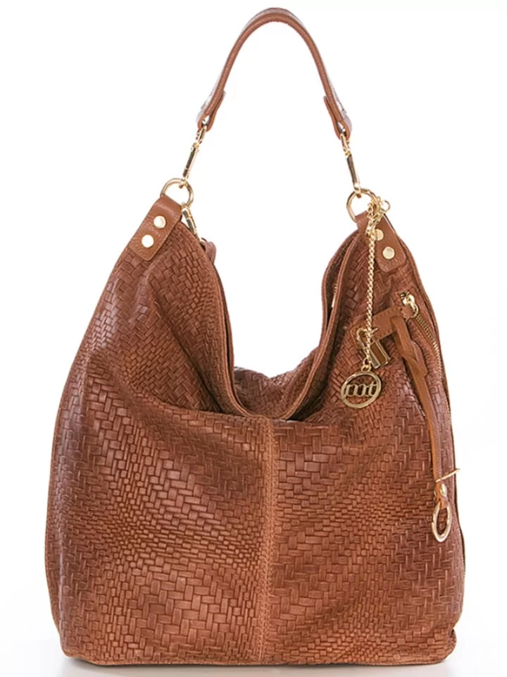 Mia Tomazzi Skórzany shopper bag "Niguarda" w kolorze brązowym - 42 x 38 x  17 cm - Ceny i opinie na Skapiec.pl
