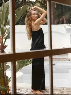 Satynowy komplet odzieży damskiej - Czarny L - Komplety damskie - miniaturka - grafika 1