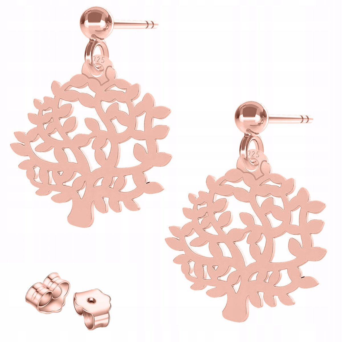 Kolczyki Pozłacane Wkrętki Drzewa Drzewka na Sztyfcie Tree SREBRO 925