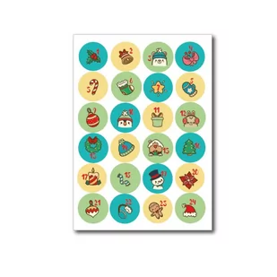 Naklejki do kalendarza adwentowego - Zimowe - cyfry 1-24 - Ozdoby bożonarodzeniowe - miniaturka - grafika 1