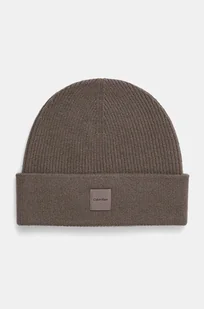 Calvin Klein czapka wełniana kolor brązowy wełniana K60K612584 - Czapki damskie - miniaturka - grafika 1