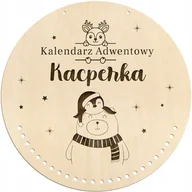 Kalendarze - Kalendarz adwentowy kółko drewniana BAZA z IMIENIEM dziecka na ścianę - miniaturka - grafika 1