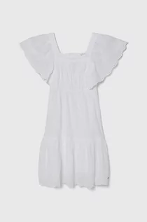 Sukienki i spódniczki dla dziewczynek - Pepe Jeans sukienka bawełniana dziecięca ODELET kolor biały mini rozkloszowana - grafika 1