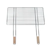 Ruszty - Ruszt grillowy 58 cm x 30 cm ze stali chromowanej z drewnianą rączką Floraland - miniaturka - grafika 1