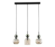 Lampy sufitowe - Lampa wisząca na lince SOPHIA 3xE14/10W/230V czarna/zielona/dymna beżowa - miniaturka - grafika 1