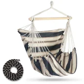 Fotele ogrodowe wiszące - Krzesło brazylijskie, fotel wiszący, huśtawka, hamak, biało-niebieskie, Rodos Sofotel - miniaturka - grafika 1