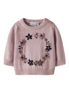 name it Sweter "Opair" w kolorze szaroróżowym - Bluzy i sweterki niemowlęce - miniaturka - grafika 1
