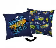 Kołdry i poduszki dla dzieci - Poduszka dziecięca 40x40 Skate deskorolka granatowa - miniaturka - grafika 1