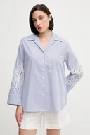 Koszule damskie - Tommy Hilfiger koszula bawełniana damska kolor niebieski relaxed z kołnierzykiem klasycznym WW0WW44693 - miniaturka - grafika 1