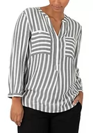 Bluzki damskie - Timezone Damska bluzka w paski Henley Blouse, Grey White Stripe, XL, szary biały pasek, XL - miniaturka - grafika 1