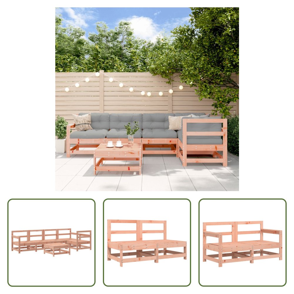 The Living Store 6-cz. Zestaw wypoczynkowy do ogrodu z litego drewna daglezji