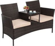 Ławki ogrodowe - Elior Ławka ogrodowa z technorattanu sofa CORDOBA brązowa - miniaturka - grafika 1