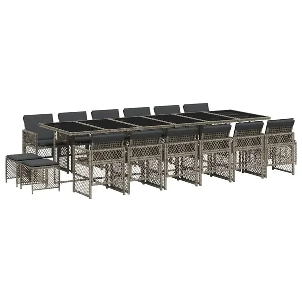 Zestaw Mebli Ogrodowych z Rattanu PE, Stół 330x106x73 cm, Krzesła 50,5x5