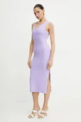 Sukienki - Patrizia Pepe sukienka kolor fioletowy midi dopasowana 2A2912 J129 - miniaturka - grafika 1