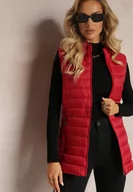 Kamizelki damskie - Czerwona Pikowana Kamizelka z Zasuwanymi Kieszeniami Miwesa - miniaturka - grafika 1