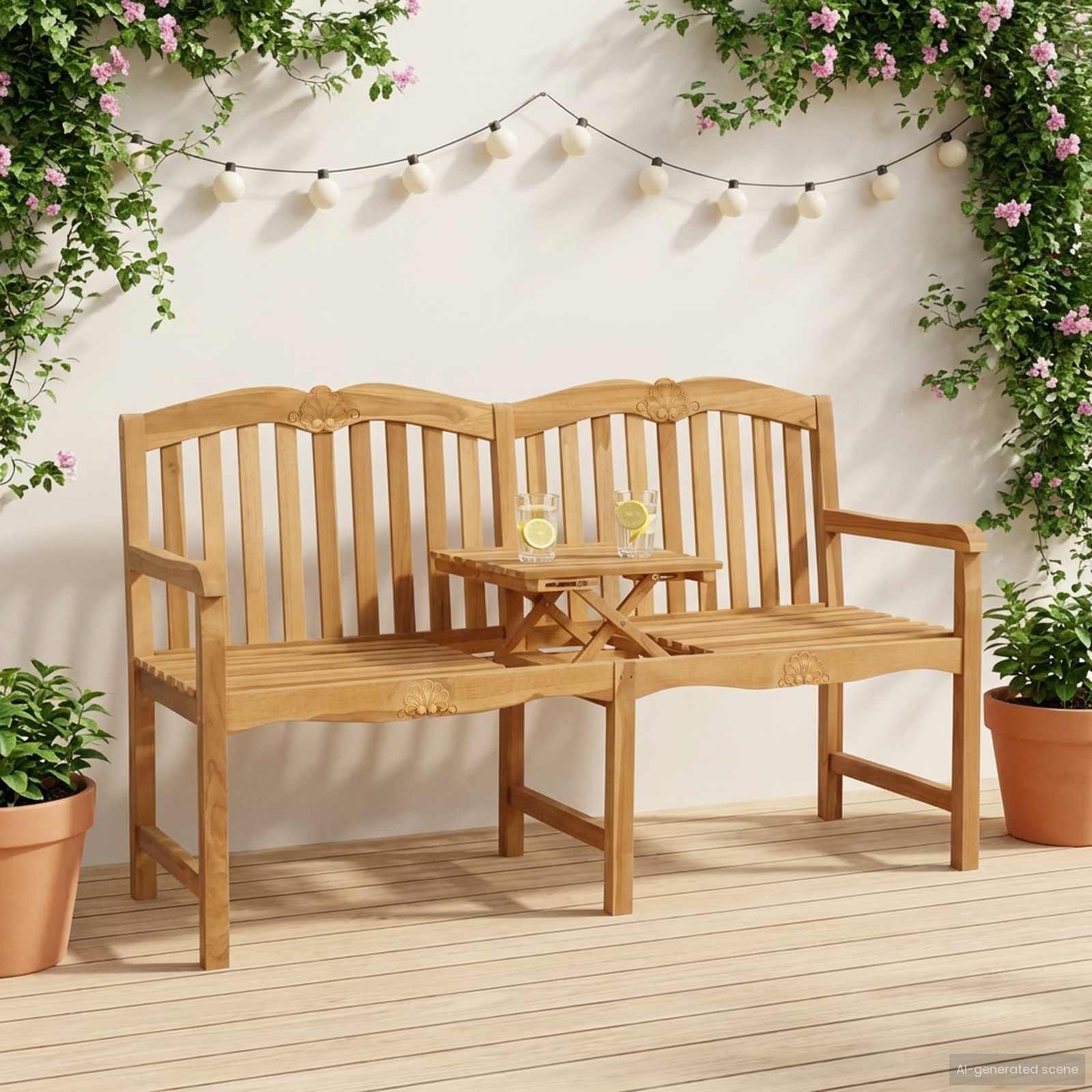 vidaXL Ręcznie rzeźbiona ławka różana naturalny 155 x 60 x 94 cm
