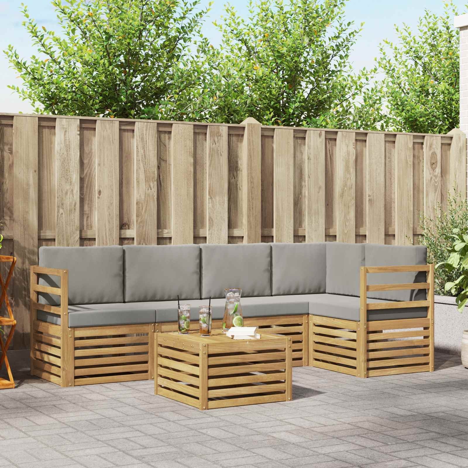 vidaXL Zestaw sof na zewnątrz 6 pcs Biały i jasnoszary 59 x 59 x 37 cm