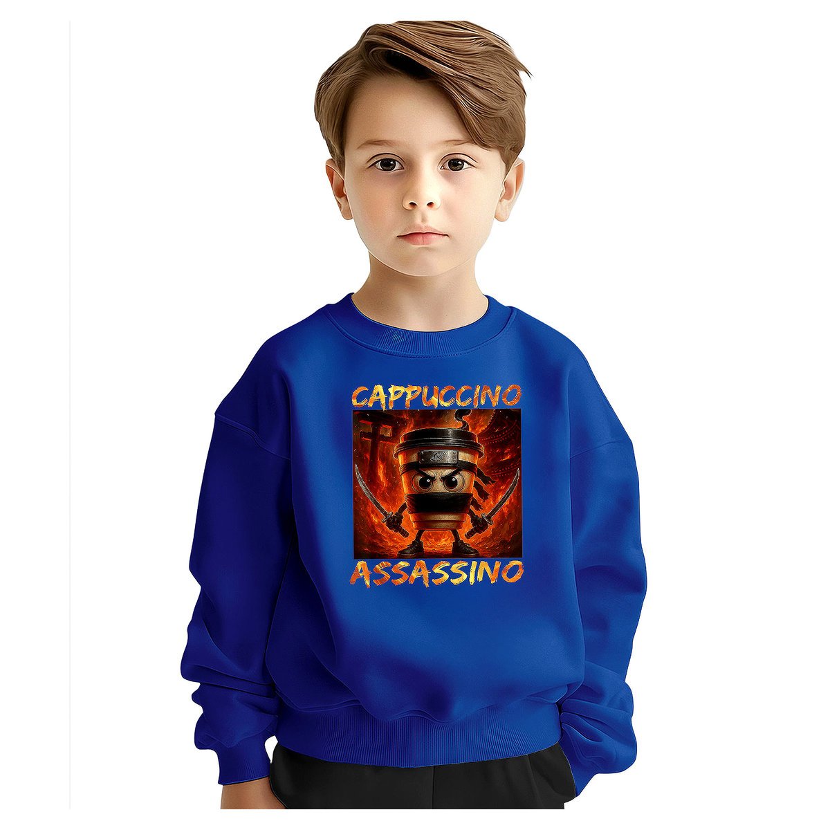 BLUZA DZIECIĘCA BRAINROT CAPPUCCINO ASSASSINO 122-128 DLA CHŁOPCA