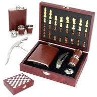 Gry planszowe - Szachy Drewniane + Piersiówka+Otwieracz Do Wina Na Prezent - miniaturka - grafika 1