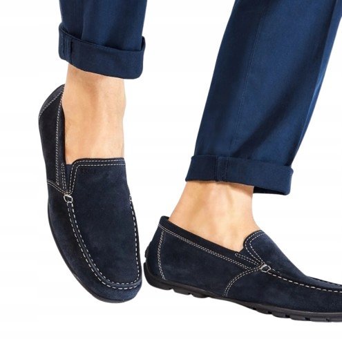 Geox Mokasyny Skórzane Granatowe Męskie Wsuwane 47 Jwh