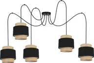 Lampy sufitowe - Lampa wisząca Solar Lampa wisząca sufitowa pająk BOHO len i czerń 5 żarówek - miniaturka - grafika 1