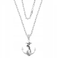 Biżuteria dla dzieci - Naszyjnik Srebrny Kotwica Zawieszka Marynarska pr. 925 Pancerka 65 cm - miniaturka - grafika 1