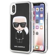 Etui i futerały do telefonów - Karl Lagerfeld Iconic Karl - Etui iPhone Xs / X (Black Glitter) - miniaturka - grafika 1