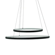 Lampy sufitowe - Lampa wisząca Peoria czarno-biała LED 54W 3000K-6000K 5200lm dwa ringi pilot wym: 110 x 60 x 60 cm aluminium IdeaLED - miniaturka - grafika 1