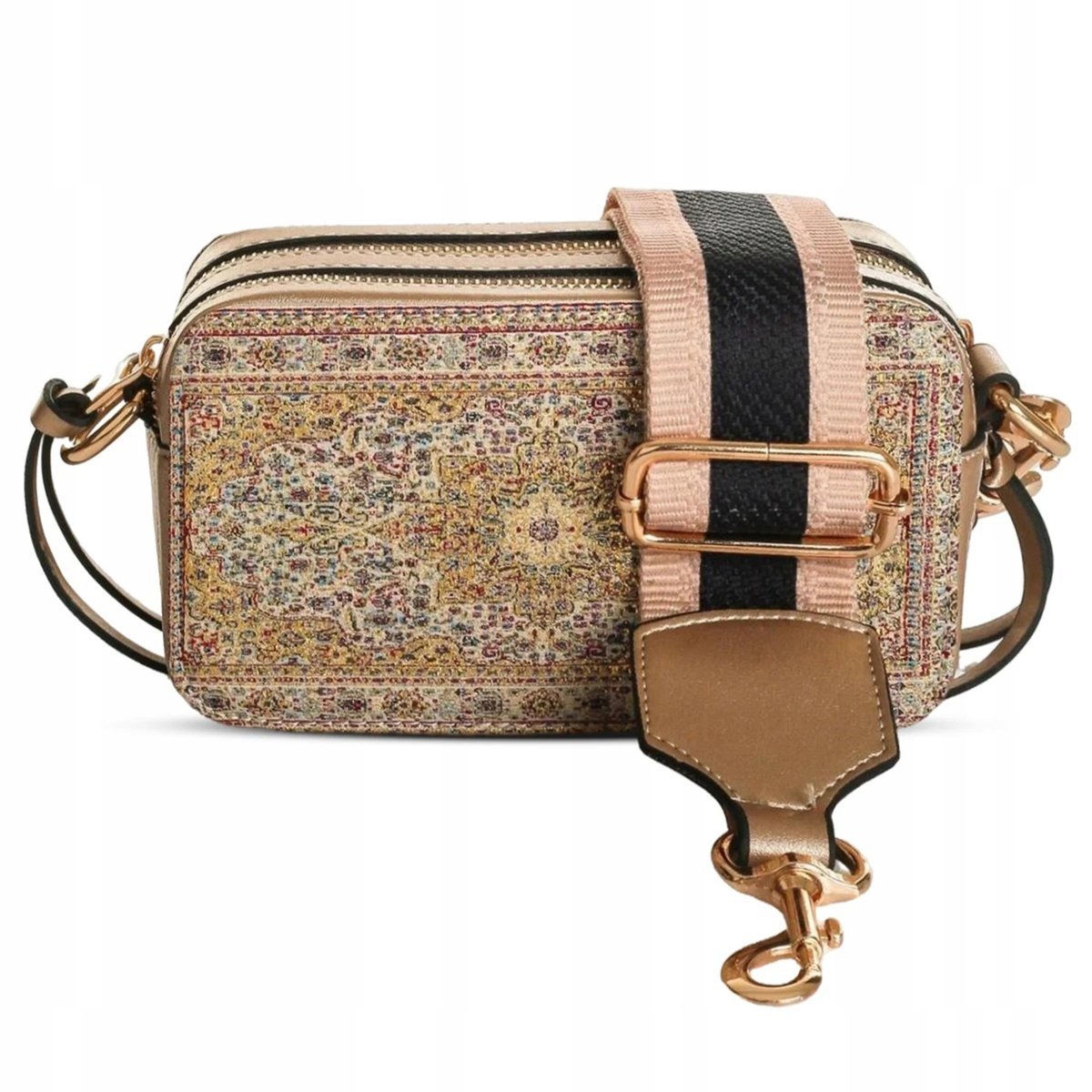 Torebka Damska Mała Na Ramię Crossbody Listonoszka Ekoskóra Orientalny Wzór