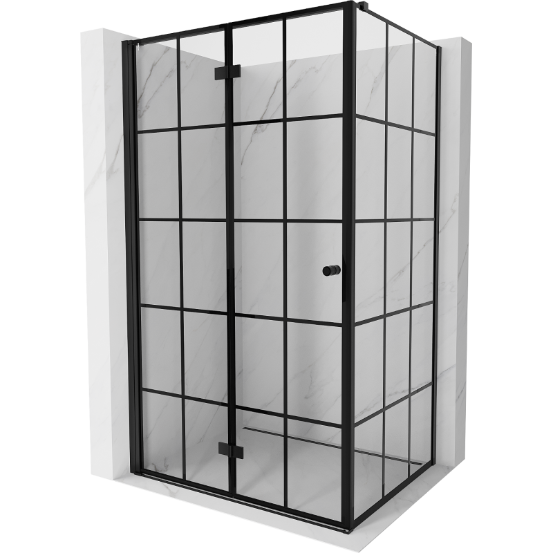Mexen Mist-F kabina prysznicowa składana lewa 120 x 95 cm, czarna kratka, czarna - 8A6T-120-095-70-77-L