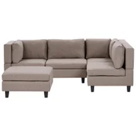 Narożniki - BELIANI Narożnik brązowy lewostronny tapicerowany 4-osobowy modułowy z otomaną styl nowoczesny - miniaturka - grafika 1