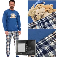 Piżamy damskie - Cornette Piżama Męska Długi Rękaw Granatowa Misie Bawełniana Rozmiar M - miniaturka - grafika 1