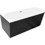 Wanny - Mexen Silo wanna wolnostojąca narożna lewa ryflowana 150 x 75 cm, biała/czarna, przelew różowe złoto - 52891507575L-60 - miniaturka - grafika 1