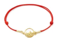 Bransoletki - Czerwona sznurkowa bransoletka góry las pozłacana - miniaturka - grafika 1