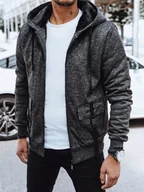 Bluzy męskie - Ocieplana bluza męska rozpinana ciemnoszara Dstreet BX5607-M - miniaturka - grafika 1