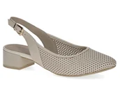 Czółenka - Czółenka damskie beżowe tęgość H Caprice 29602 skórzane odkryta pięta-38,5 - miniaturka - grafika 1