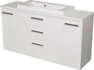 Szafki łazienkowe - Szafka łazienkowa biała 140 cm z blatem i umywalką FOKUS NEW - miniaturka - grafika 1