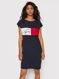 Sukienki - Tommy Hilfiger Sukienka codzienna UW0UW03704 Granatowy Regular Fit - grafika 1