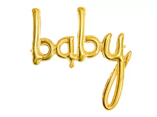 Party Deco Balon foliowy złoty napis Baby - 73,5 x 75,5 cm FB42M-019 - Baby shower i roczek - miniaturka - grafika 1