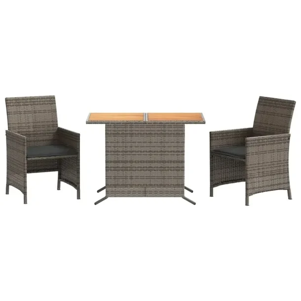 Zestaw Bistro Ogrodowy z Rattanu PE, Stół 100x59x73 cm, Krzesła 51,5x57x