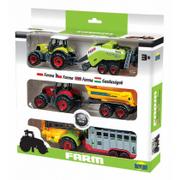 Samochody i pojazdy dla dzieci - Trzy Traktory z przyczepami w pudełku Dromader - miniaturka - grafika 1