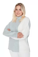 Bluzy damskie - Trendyol Damska bluza z golfem Colorblock Regular Plus Size, miętowa, 4XL, Miętowy - miniaturka - grafika 1