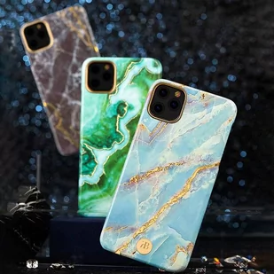 Kingxbar Marble Series eleganckie etui pokrowiec z nadrukiem marmur iPhone 11 Pro Max biało-błękitny - Etui i futerały do telefonów - miniaturka - grafika 3