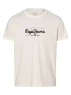 Koszulki męskie - Pepe Jeans Koszulka męska - Castle Mężczyźni Bawełna biały nadruk, S - miniaturka - grafika 1