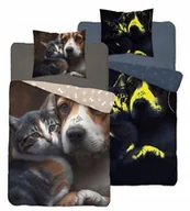 Pościel dla dzieci - Pościel dziecięca fluorescencyjna 160x200cm PIES i KOT - miniaturka - grafika 1