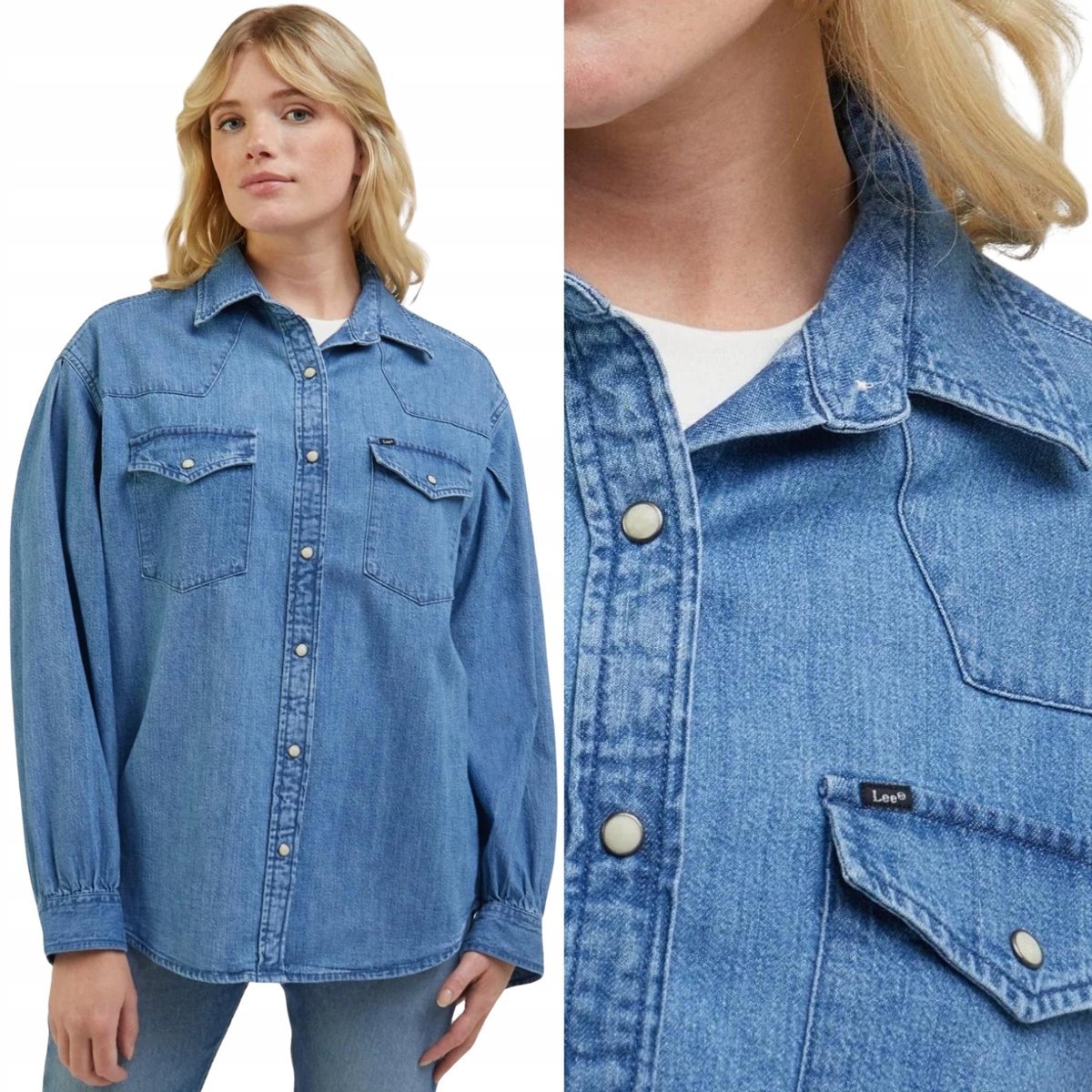 Lee Seasonal Western Shirt Moment Relaxed Luźna Koszula Jeansowa Dżins Xs