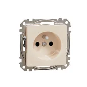 Gniazdka elektryczne - Schneider Gniazdo z/u pojedyncze z przesłonami (zaciski bezgwintowe) SEDNA Design & Elements beżowy - miniaturka - grafika 1